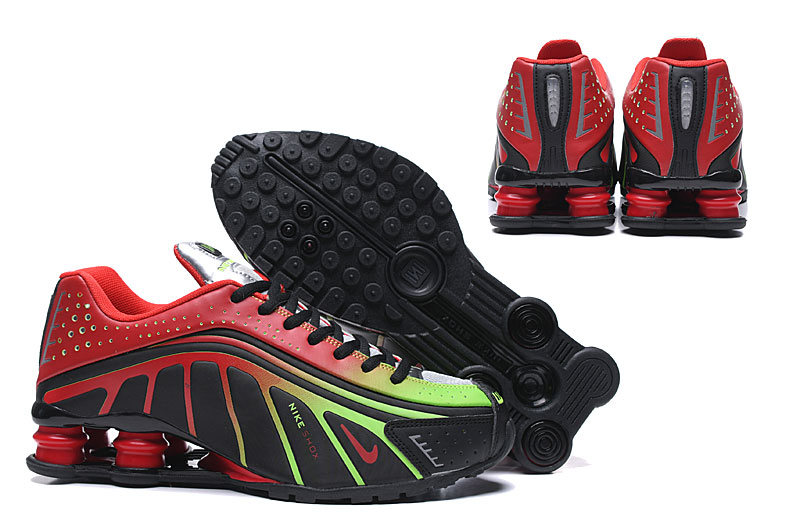 2019 Men Nike Shox R4 Red Black Green Shoes - Click Image to Close